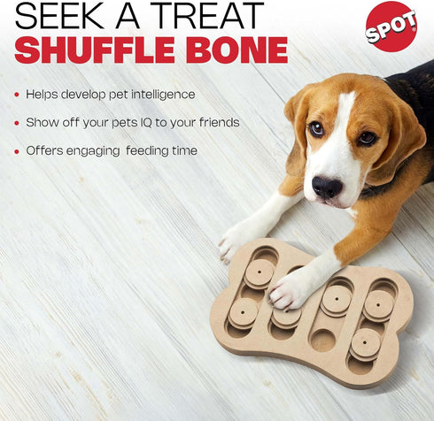 Spot Ethical Pet Interactive Seek-A-Treat Shuffle Bone Puzzle Toy for Dog Training and IQ Improvement