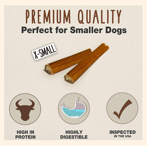 Cadet Bully Sticks for Small, Medium and Large Dogs - All-Natural Beef Pizzle, High Protein, Low Fat, 8 Ounce