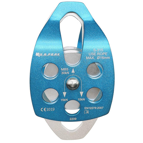 SEPEAK CE 30kN Large Rescue Climbing Pulley, Double Sheave with Swing Plate, Portable Outdoor Safety Pulley for