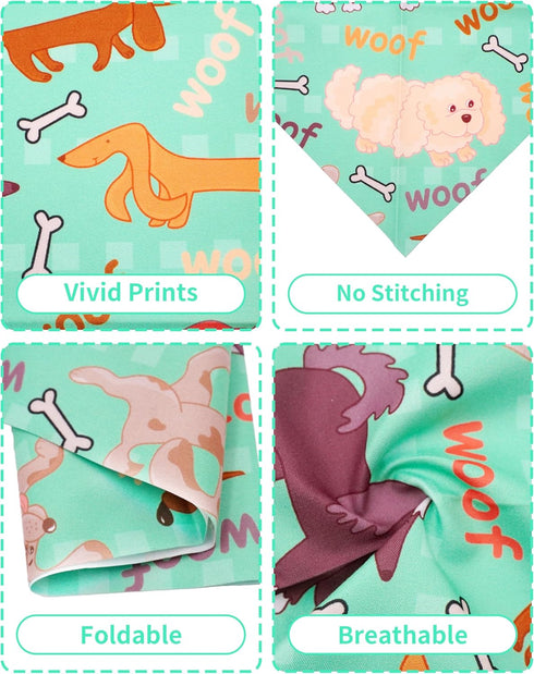 100 Pack PET SHOW XL Dog Bandanas Bulk No Stitching for Extra Large Dogs Washable Paw Print Scarf Triangle Bibs