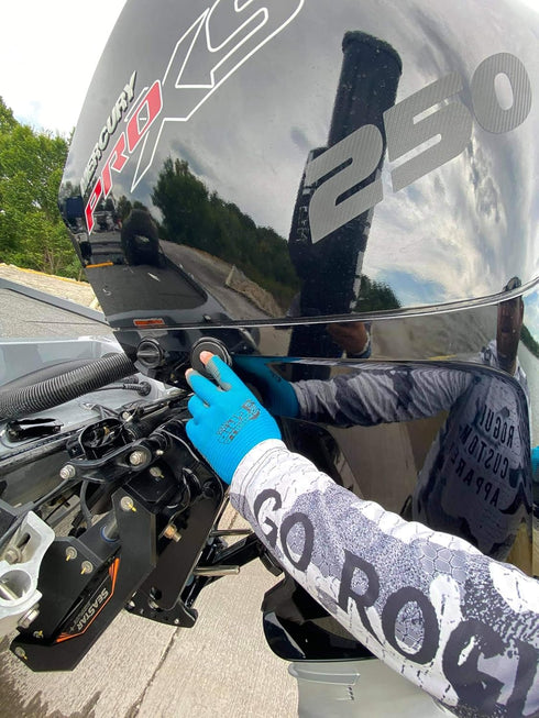Gorilla Grip MAX Fingerless Gloves, Breathable Work and Fishing Gloves with Ribbed Gripping Surface, Blue and Black,