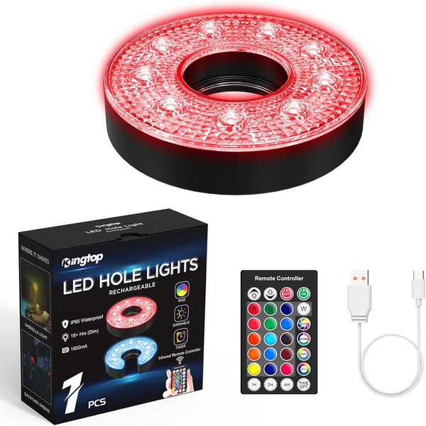 KINGTOP Rechargeable LED Golf Hole Light, Waterproof, Remote-Controlled, Perfect for Night Golf Practice and Outdoor