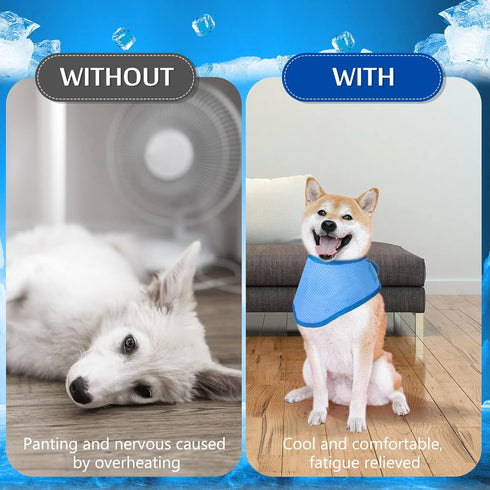 3 Pack Dog Ice Bandana Cooling Triangle Scarfs for Hot Weather Summer (Blue)