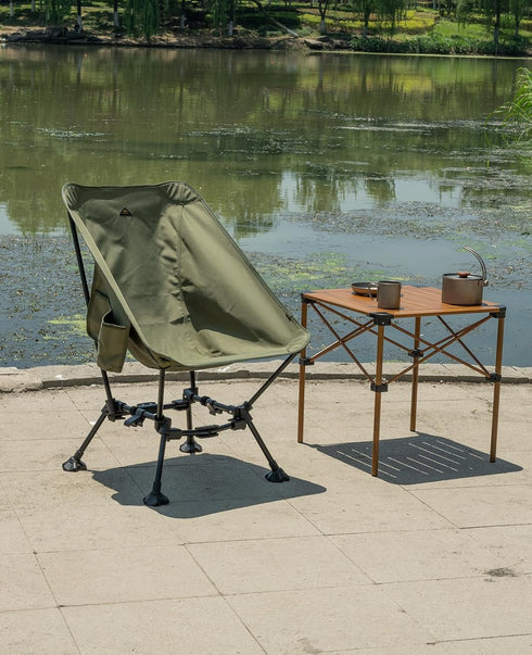 iClimb Two-Heights Light Compact Comfortable Camping Folding Beach Chair with Anti-Sinking Large Feet and Carry Bag