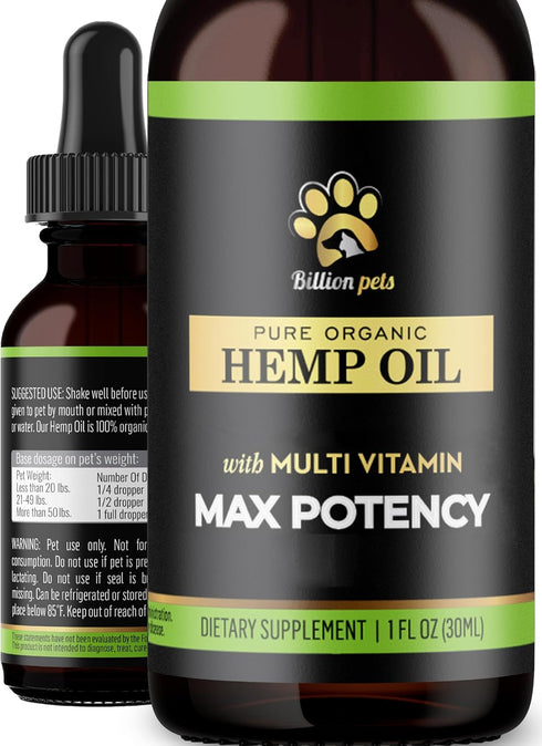 Hemp Oil for Dogs and Cats, Hemp Oil Drops with Omega Fatty Acids, Hip and Joint Support