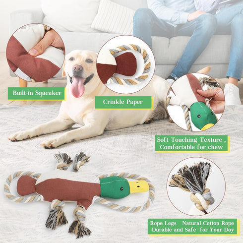 Lesmeet Upgraded Duck Dog Toys for Aggressive Chewers, Interactive Tug of War Toy for Small Medium Large Breeds