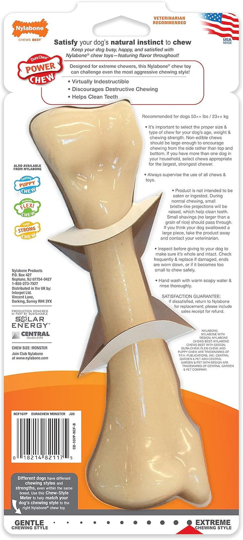 Nylabone Power Chew Monster Bone, Big Dog Chew Toy for Aggressive Chewers, Chicken Flavor, XX-Large