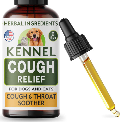 Kennel Cough Herbal Drops for Dogs & Cats, Cough Relief and Throat Soother, Made in US, 2 Fl Oz