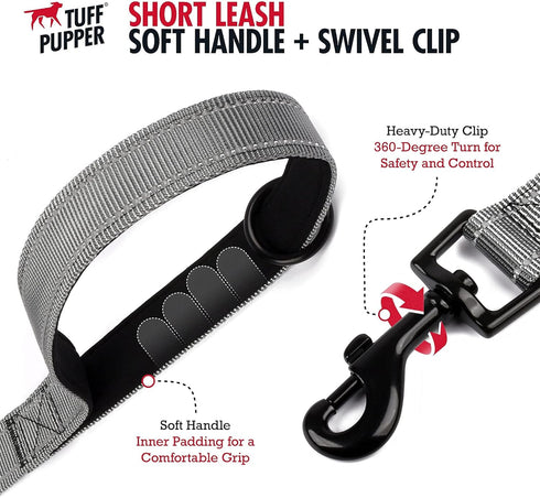 Tuff Pupper 24 Inch Short Dog Leash for Training | Perfect for Service Dog Harness & Traffic Leash Handle