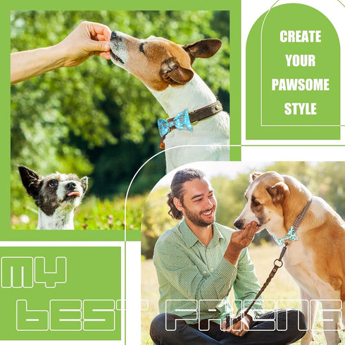 16 Pcs Dog Bow Ties - Summer Hawaiian Styles for Large Dogs - Collar Attachment Bows with Rubber Bands