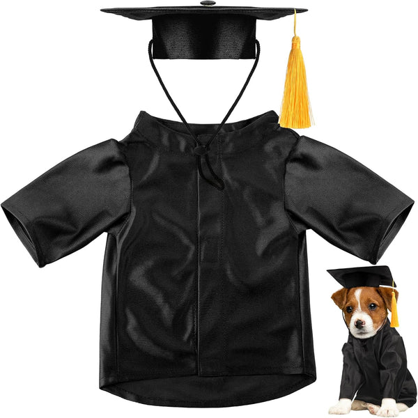 Dog Graduation Cap and Gown Costume Class of 2024, Washable Dog Graduation Shirt with Pet Graduation Hat for Dog Cat