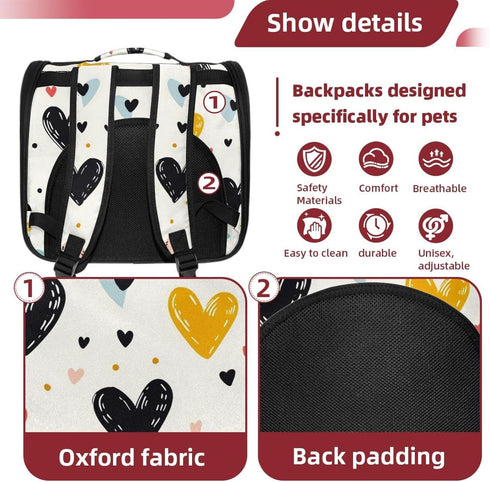 Seamless (2) Baby Pattern with Hearts Pet Travel Carrier | Ventilated Comfortable Design with Safety Features | Ideal
