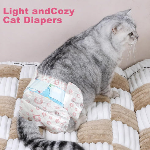 Ypfyed 40 Count Disposable Cat Diapers, Perfect for Both Male and Female Cats, for Elderly, (M) Incontinent