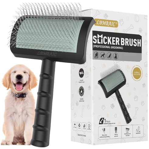 Gentle Soft Pin Slicker Brush for Goldendoodles, Thick and Long Fur Grooming Brush for Shedding and Tangles, 25mm (1'')