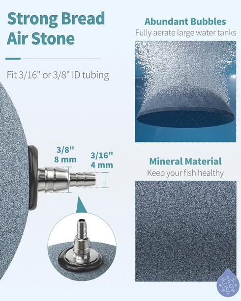 Pawfly 6 Inch Aquarium Air Stone Bubbler Oxygen Diffuser for Fish Tank, Outdoor Garden Pond, DWC System