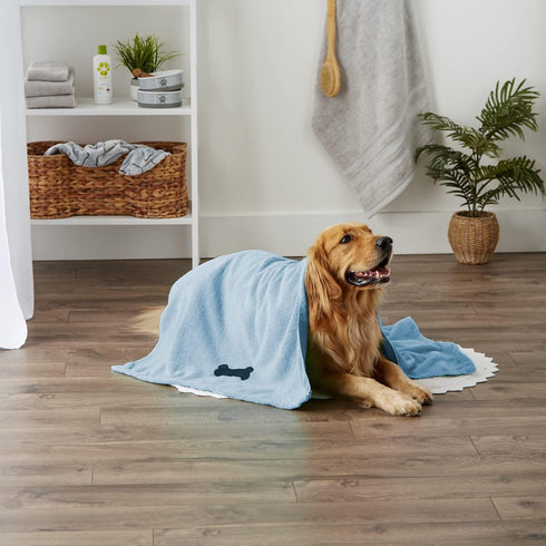 Bone Dry Pet Grooming Microfiber Towel, X-Large, 41x23.5", Blue