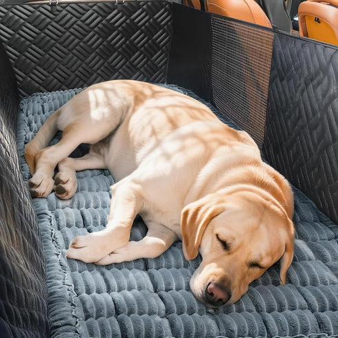 Fulltour 54"x24.8" Dog Car Seat Cover for Back Seat, Non-Slip Pet Bed Mat, Washable Flannel Travel Mat for SUV