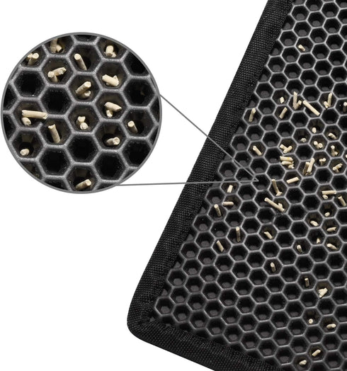 Pieviev Cat Litter Mat - Double Layer Waterproof Trapping Mat 1 Pack (Black, 24x15 Inch)