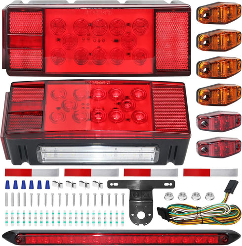 Lcrslitx LED Trailer Light Kit, Submersible IP68 Waterproof for Boat Trailers, Super Bright