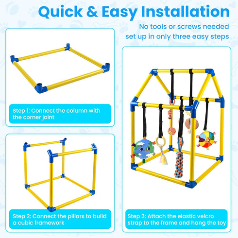 8 Almaro Puppy Play Gym with Hanging Toys Indoor Enrichment Activity Center for Puppies & Small Dogs Stable A-Frame