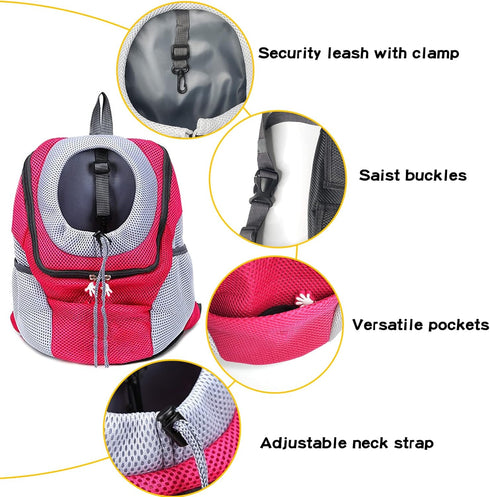 Fhiny Dog Carrier Backpack, Comfortable Doggy Front Backpack with Breathable Head Out Design for Travel and Hiking