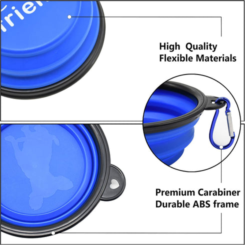 XL (7") Collapsible Pet Bowl, Blue | BPA Free Food Grade Silicon | Expandable Travel Bowls for Dogs and Cats
