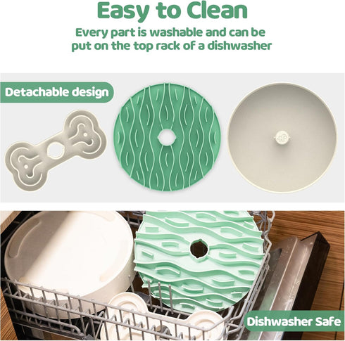 Slow Feeder Dog Bowls for Large Breeds, Detachable Design with 4 Feeding Modes, Dishwasher Safe, Green