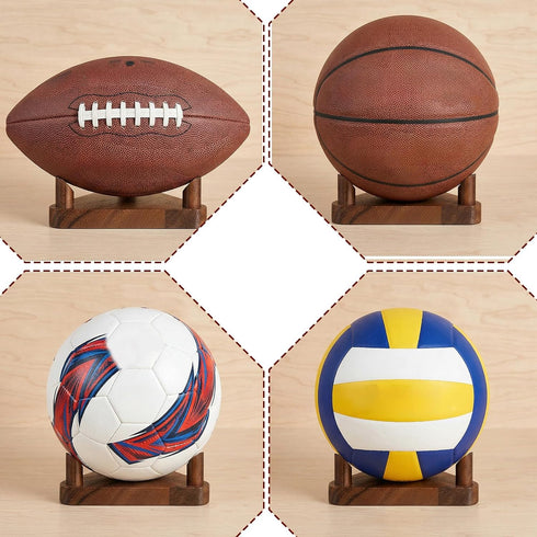 Xinjoduz Walnut Ball Display Stand, Basketball & Football Holder, Wooden Display Stand for Sports Memorabilia, Ball