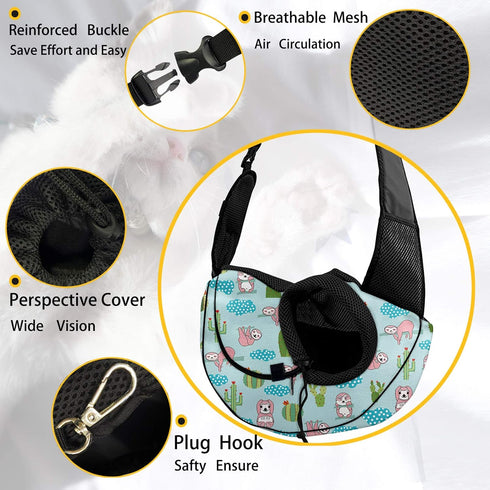 FUSURIRE Leopard Animal Print Pet Carrier Sling for Small Dogs Cats Hands Free Pet Puppy Outdoor Travel Carrier Bag