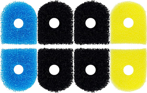 8 Pack Replacement Filter Sponges for Kulife Aquarium Filters, 2 Coarse, 4 Carbonized, 2 Fine