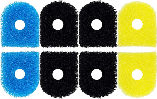 8 Pack Replacement Filter Sponges for Kulife Aquarium Filters, 2 Coarse, 4 Carbonized, 2 Fine