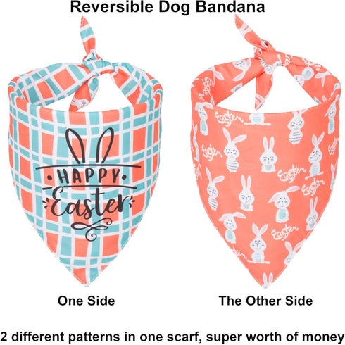 ADOGGYGO Easter Dog Bandana - Reversible Triangle Scarf for Medium and Large Dogs, Multiple Sizes Offered (Large)