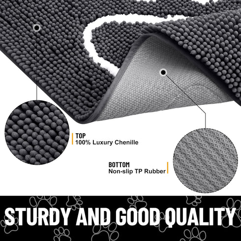 smiry Absorbent Dog Door Mat for Muddy Paws, Non-Slip Washable Chenille Mat, Quick Dry Indoor Entry Mat (47x32 Inches,