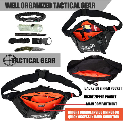 Rough Enough Tactical Fanny Pack for Men - Large Crossbody Waist Bag for Hunting, Camping, Hiking in Waxed Canvas