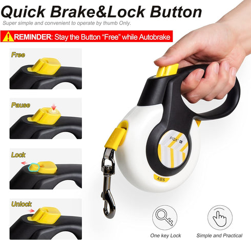 FIDA AutoBrake Retractable Dog Leash, 16 ft Heavy Duty No Pull Leash for Extra Large Breeds, Tangle Free