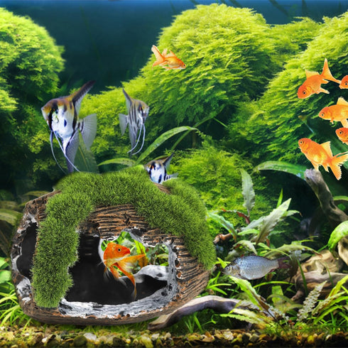Broken Barrel Resin Fish Tank Decor, Betta Fish Hideout Cave for Small Animal Play and Rest