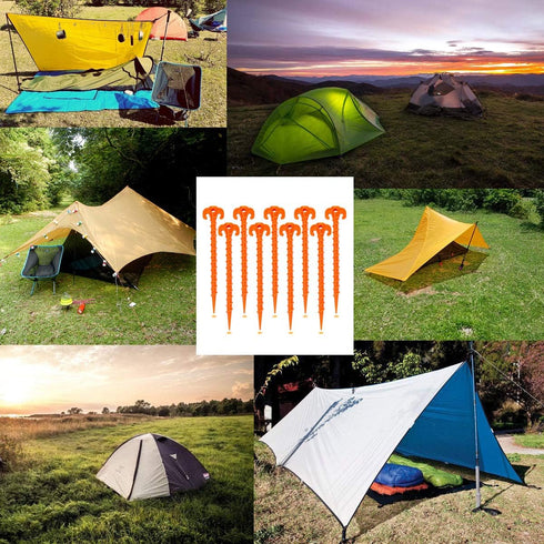 Spiral Plastic Tent Stakes 15 Pack, 10 Inch Heavy Duty Beach Tent Pegs for Camping, Backpacking, Gardening