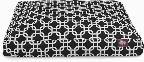 Black Links Small Rectangle Indoor Outdoor Pet Dog Bed, Removable Washable Cover by Majestic Pet Products