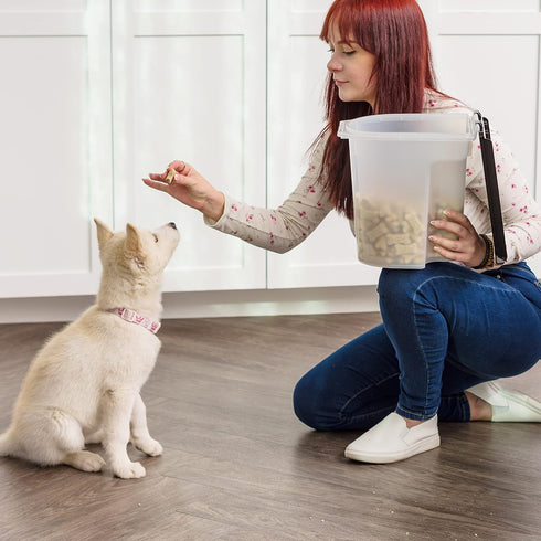 6.5 lbs, IRIS USA WeatherPro Airtight Pet Food Storage Container, Up to Treat Box for Dog Cat and Bird Food, Keep