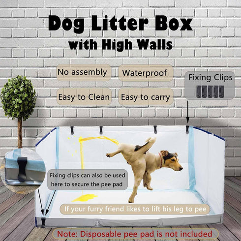 Bencacawinstyle S-23.6''Lx23.6''Wx12''H) Dog Litter Box with High Walls,Pee Pad Holder Tray for Indoor Dog Potty,No