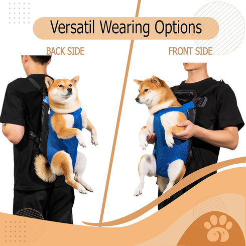 Hands-Free Pet Carrier Backpack for Dogs and Cats, Comfortable Adjustable Design for Traveling (Blue, Large)
