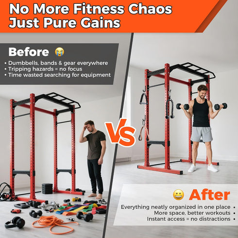 6 PCS J Hooks for Squat Rack,Power Rack Attachments for Home Gym Storage,Portale Squat Rack Accessories, Storage Hook
