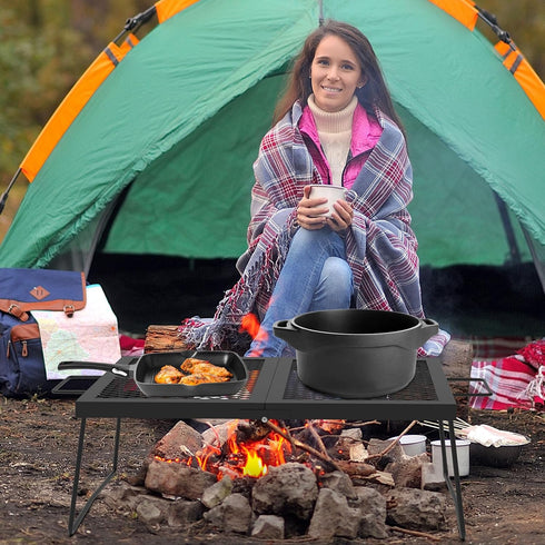 Folding Campfire Grill Cooking Racks, Campfire Grate Over Fire Pit, Cooking Equipment for Camping and Outdoor Cooking