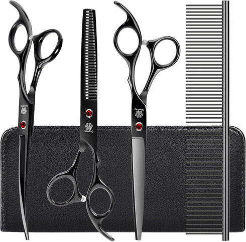 Dog Grooming Scissors Kit with Safety Round Tips, GLADOG Professional 5 in