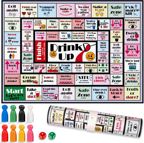 Drinking Board Games for Adults Girls Night,Waterproof Leather Mat Drinking Games,Party Interactive