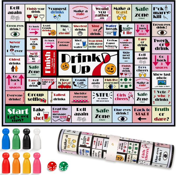 Drinking Board Games for Adults Girls Night,Waterproof Leather Mat Drinking Games,Party Interactive
