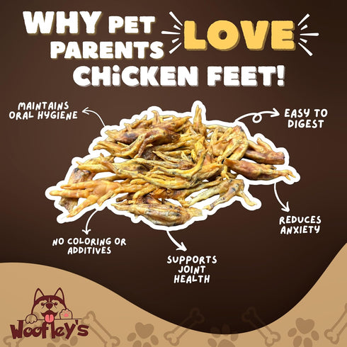 Woofley's (100 Count)- Chicken Feet Chicken Feet Dog Treats - Natural Dog Chews and Treats