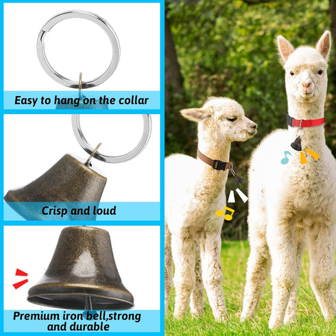 12 Sets Goat Collars with Bells, Adjustable Nylon Dog Bell Collar with Quick Release Buckle for Small Farm Animals,