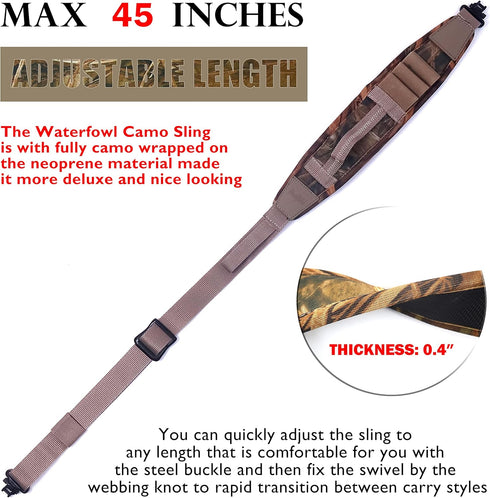 HUNTPAL 2 Point Shotgun Sling, Rifle Sling with Swivels, Comfortable Neoprene Padded Shoulder Strap