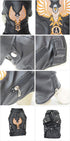 Lovelonglong Black Eagle Embroidery Dog Leather Jacket, Warm Coats for Large Medium Small Dogs, XL